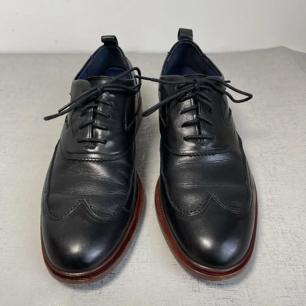 Cole Haan Men's 8.5 M‎ Black Leather Washington Grand 2.0 Oxford Shoes C28182